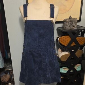 Uniq Blue Corduroy Overalls Skirt Medium